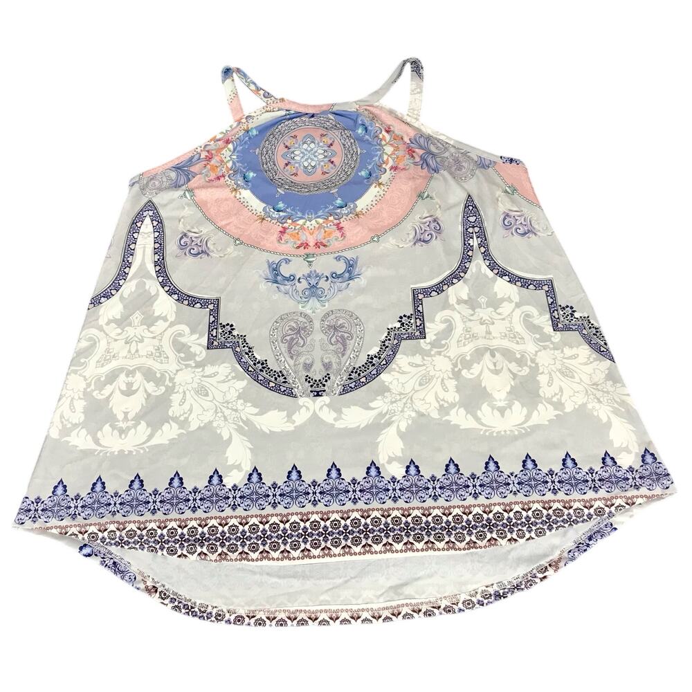 Love U Dear Paisley  Blue Grey Pink Tank Top Women XL